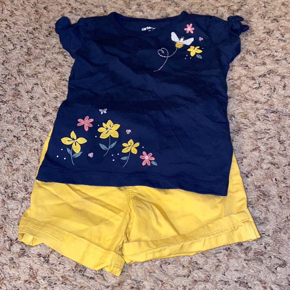 Flower detail top and short set